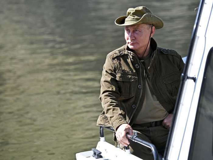 Unlike his shirtless photos in previous years, Putin wore a T-shirt and coat in the recently released images.