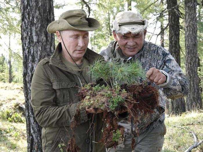 Defense Minister Sergei Shoigu joined Putin on his trip.