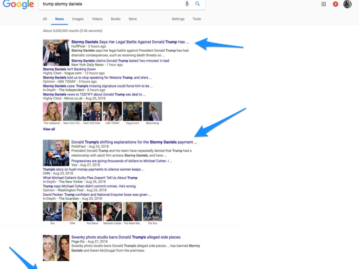 If you search for "Trump Stormy Daniels," you won