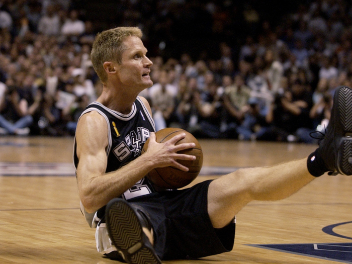 Steve Kerr, then 37, came off the bench and gave the Spurs a veteran presence. His highlight moment came in the Western Conference Finals when he scored 12 points off the bench to give them a big win.