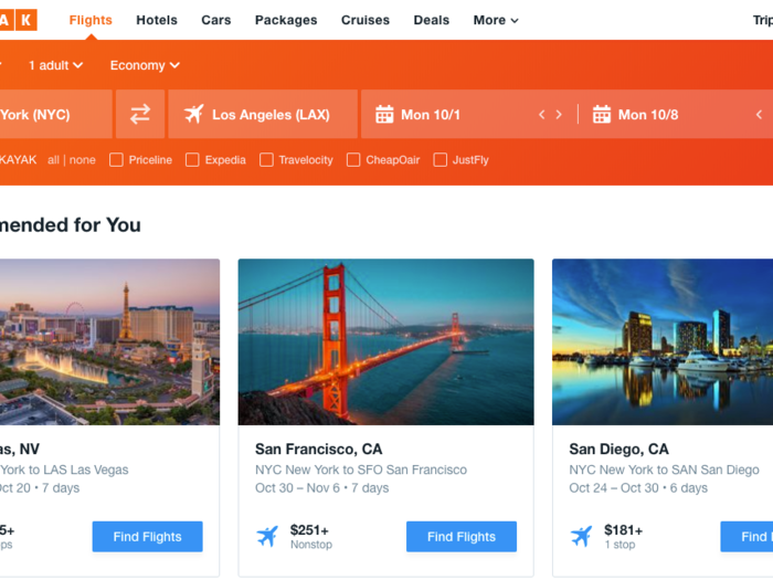 Kayak lets you search for other things besides flights.