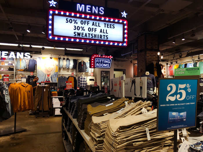 The lower level was divided between menswear, which had similar prices and deals to the women