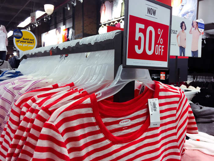 Most of the prices were pretty low — a striped t-shirt like this cost over $30 at Old Navy