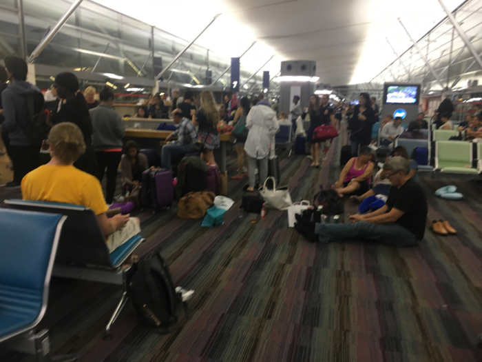 The 200 or so other passengers and I waited in the terminal for the flight. By 6:30, 20 minutes before our flight, we still weren