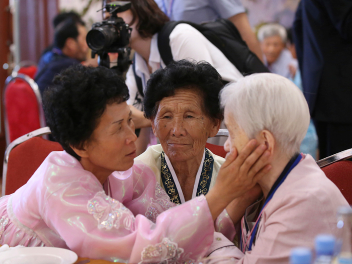 During the reunions, families congregated in a large conference room at the Diamond Mountain Resort in North Korea...