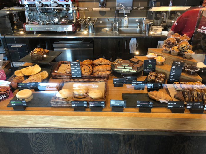 Costa also sells a range of baked goods, from pain au raisin to millionaire