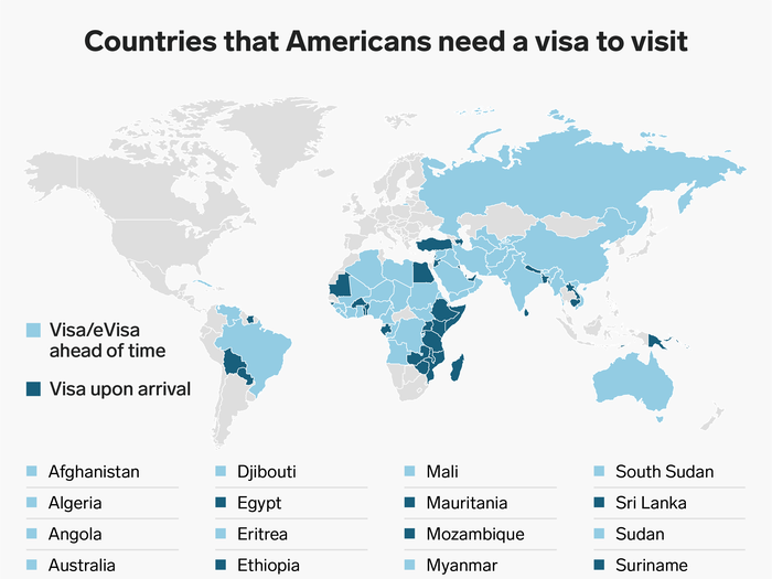 Many countries offer visas on arrival for US passport holders, while other countries require you to get one in advance.