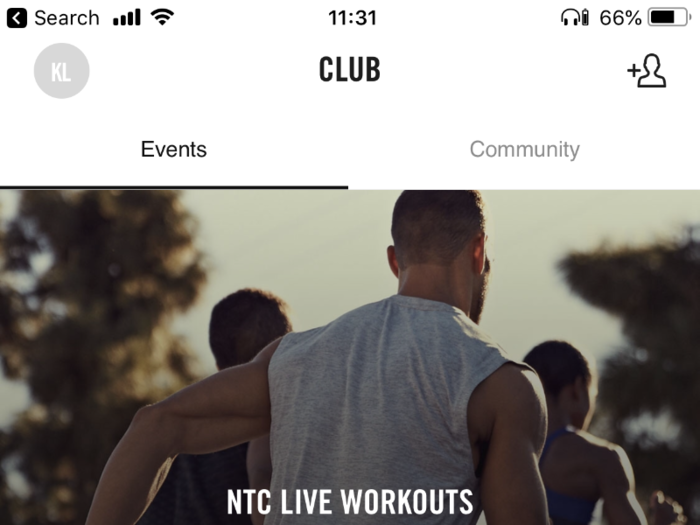 From the club section, you can sign up for local Nike or community events.