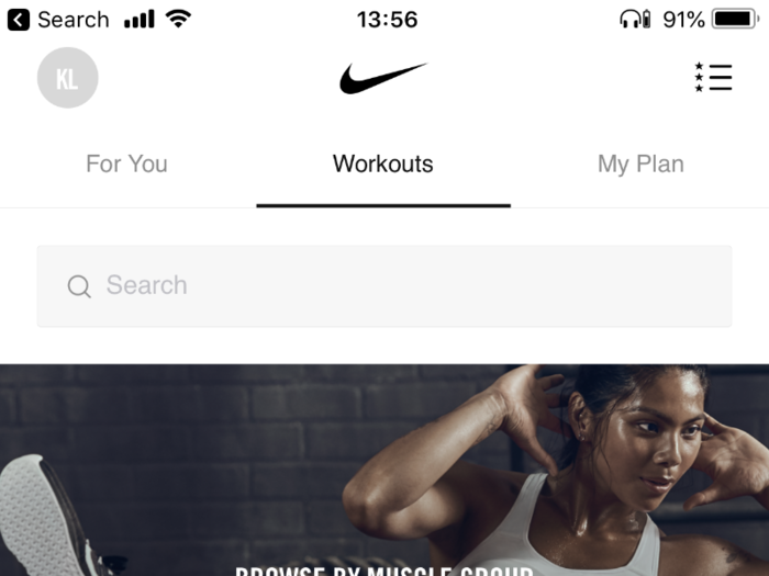 You can also search for a new workout in the workouts tab.