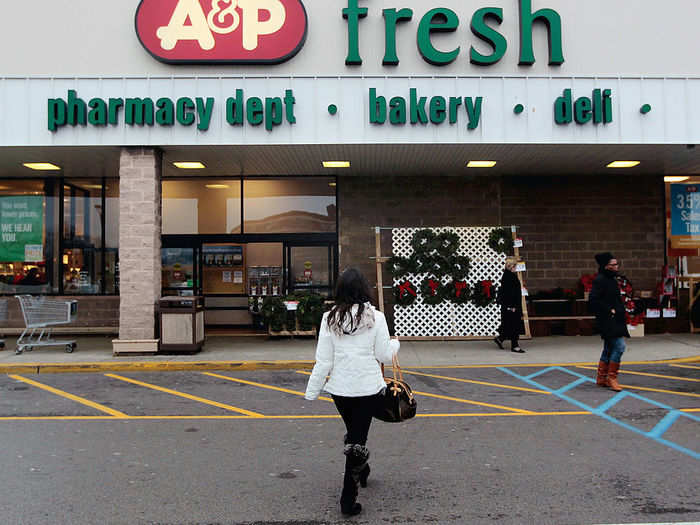 A&P was the largest grocery store chain in the US from 1915 to 1975. It filed for Chapter 11 bankruptcy in 2010 and again in 2015, closing its stores that year.