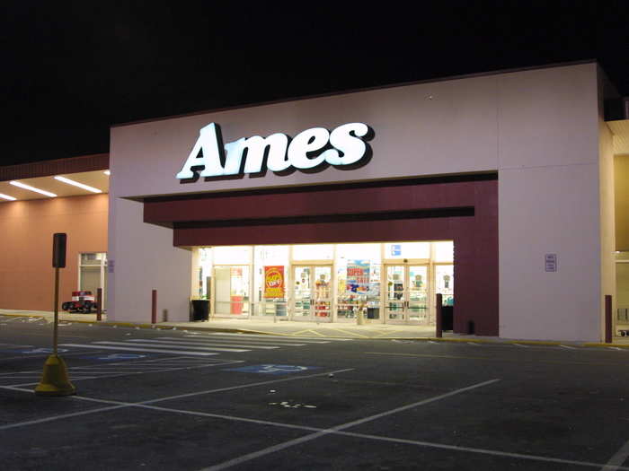 Ames Department Store had more than 700 locations at one point, but it was forced into bankruptcy twice due to debt and poor sales. In 2002, the remaining Ames stores shuttered.