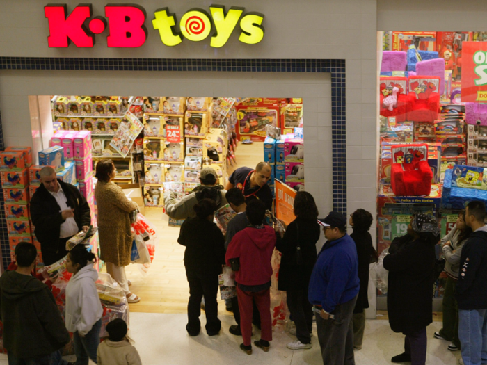 K·B Toys operated over 1,300 stores across all 50 states. The chain announced it would be going out of business in 2008, and by early 2009 all locations were closed.