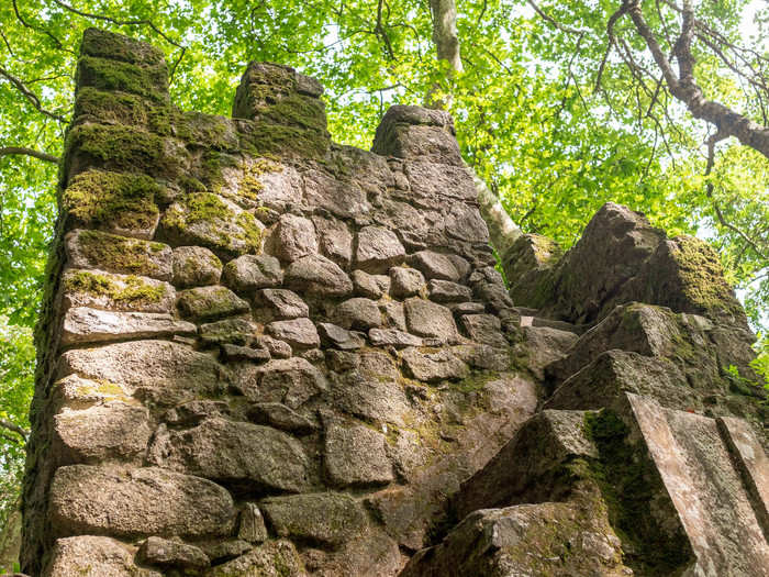 The Castle of the Moors was constructed in the 8th and 9th centuries by the Muslim Moors who conquered Portugal and Spain in medieval times There are numerous structures that make up the complex, like this tomb.