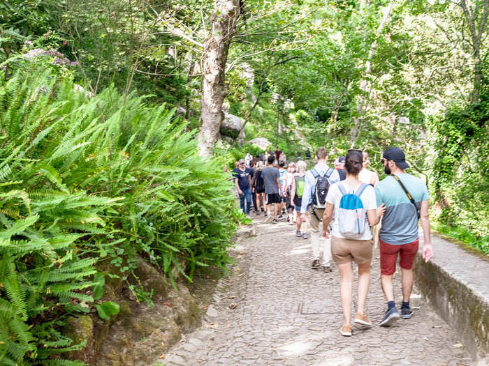 The ticket-seller recommended that I visit the Castle of the Moors before Pena Palace, as by the time I was done, there would no longer be a line. When in doubt, a hard and fast rule of travel is "trust the locals." The walk to the Castle of the Moors gave me my first look at the dense forests that cover the Sintra mountains.