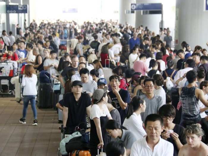 Some 3,000 passengers were stranded at Kansai Airport overnight. Passengers said the airport got hot at night when the power was knocked out.