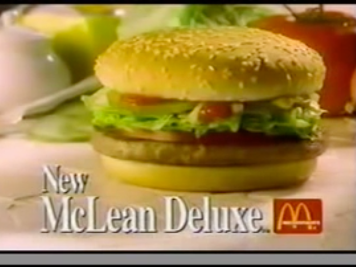 The McLean Deluxe claimed to have 91% less fat than a Big Mac and had seaweed extract in place of fatty content.