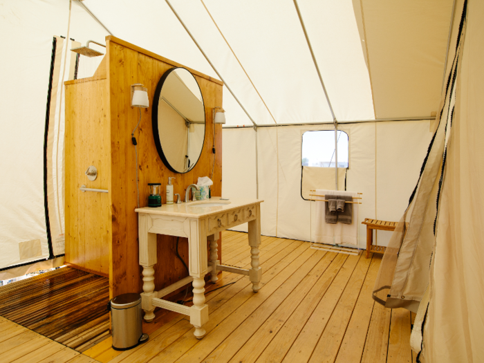 Each Summit Tent has a private, en-suite bathroom with a rain-style shower and Turkish robes 