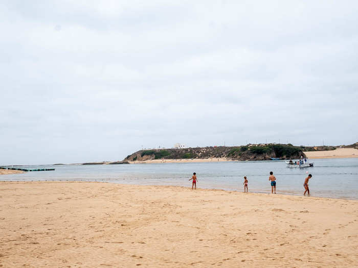 Furnas is famous because it is where the estuary of the River Mira meets the ocean. It makes for a calm place to swim with small children. While it