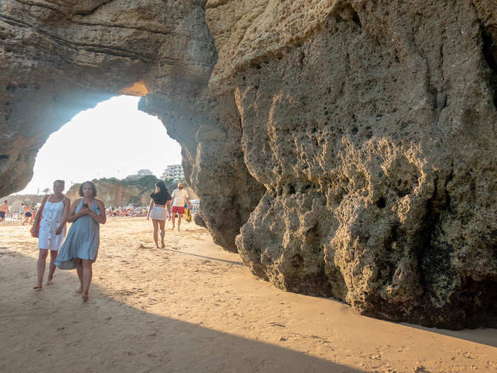 One of the benefits of the limestone formations is that it creates lots of hidden beaches and coves that you can explore if you walk a bit further. When I walked through this arch, I found an inlet formed from the rocks that was far calmer than the larger coastline.