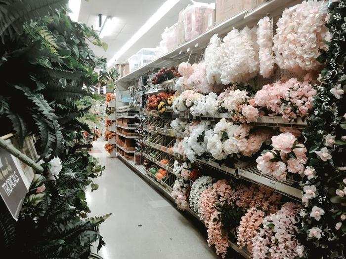 There were aisles full of fake plants and home decor.