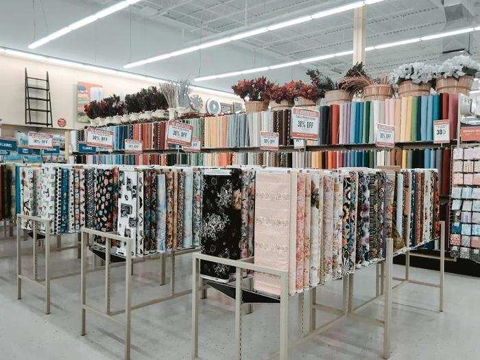 A big portion of the store was dedicated to fabric.