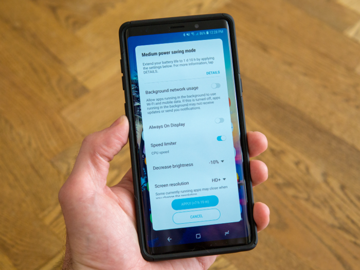 With the power-saving options, the Galaxy Note 9