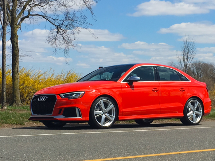 According to Audi, the RS3 can make the run from 0-60 mph in just 3.9 seconds with an artificially limited top speed of 155 mph. The top speed limiter can be raised to 174 mph if you option the $4,800 Dynamic plus package.