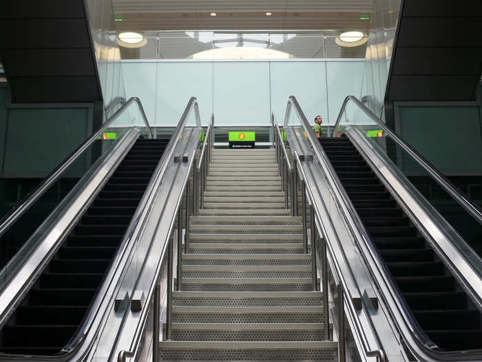 You can take the stairs or escalators up to the food hall.