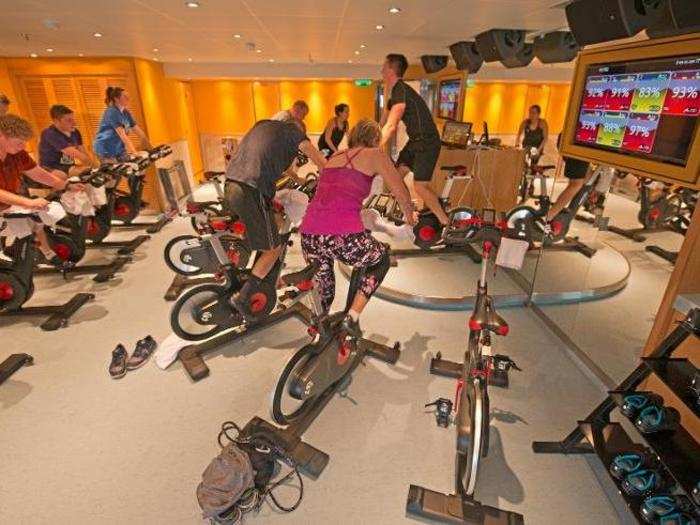 Back inside on Deck 12, the SkyFitness Spa is a place where travelers can get a workout in.