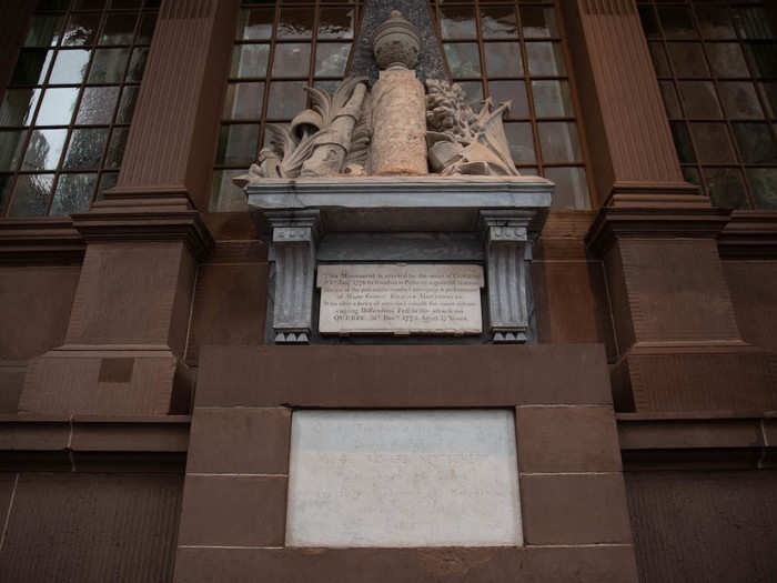 Revolutionary General Richard Montgomery, who was killed at the Battle of Quebec in 1175, is also interned underneath a monument in the front of the chapel. Commissioned in 1776, his was the first US national memorial.