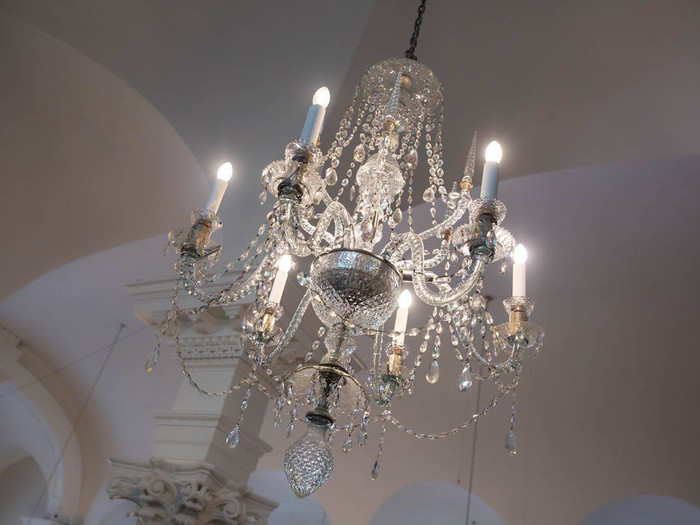 The glass chandeliers throughout the chapel are from 1802, Lipinski said. In 1857, they were fitted for gas, and then in 1925, for electricity.