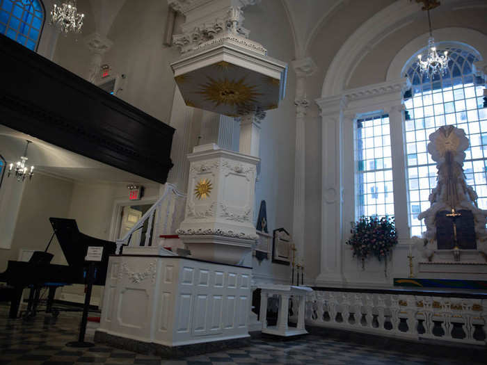 The wooden pulpit, which Lapinski said is from 1787 as well, now sits to the left of the altar.