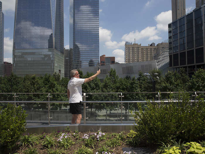 The $50 million Liberty Park also opened in June 2016. From there, visitors can get an overhead view of the Ground Zero memorial.