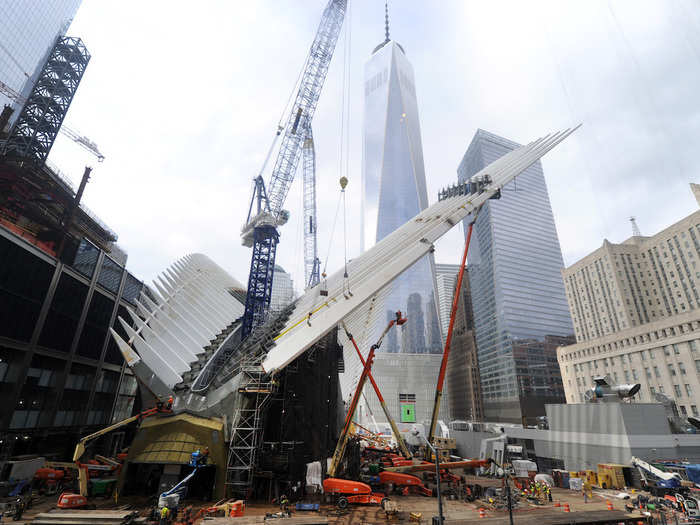 The WTC Transportation Hub, on which the soaring white Oculus was built, was also under construction in late 2014.