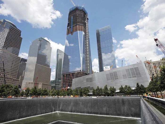 By July 2011, the memorial waterfalls were being tested, and One World Trade Center