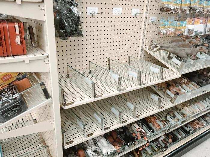 The empty shelves were pretty common throughout the store.