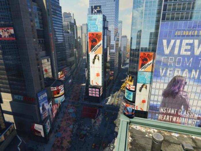 Perhaps the glitz and glamour was saved for Times Square, which is resplendent in "Spider-Man":