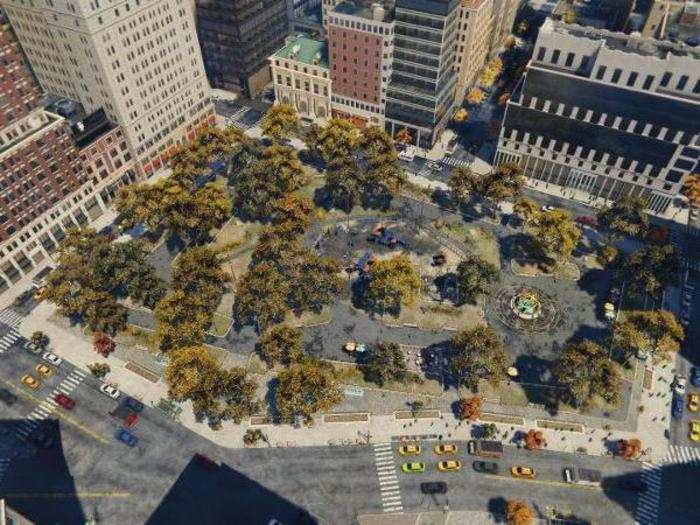 Madison Square Park is far smaller, and completely excludes the original Shake Shack location: