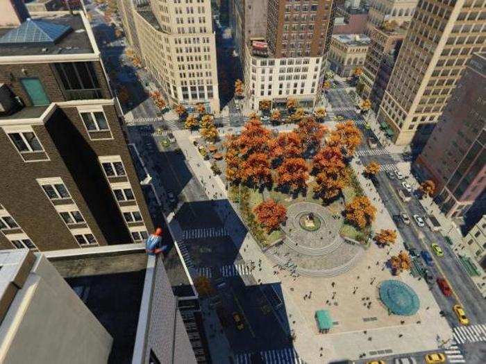 Moving uptown a bit, Union Square is pretty dramatically shrunken in "Spider-Man":