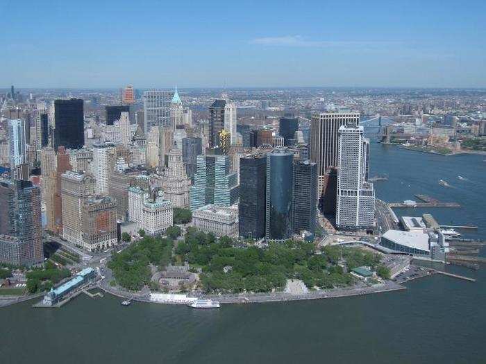 In reality, Battery Park is much larger — it spans the majority of Manhattan