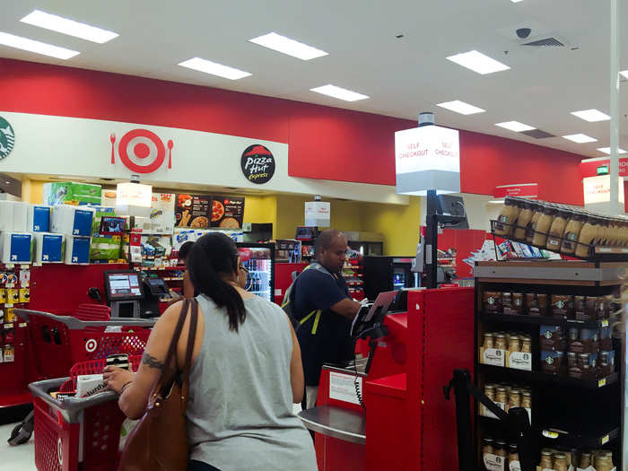 Like Walmart, there were a lot of self-checkout counters near the exit.