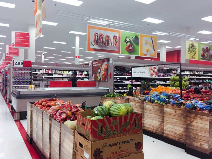 The grocery department was definitely a lot smaller than at Walmart. Target has historically lagged behind its competitors when it comes to grocery prices and freshness.