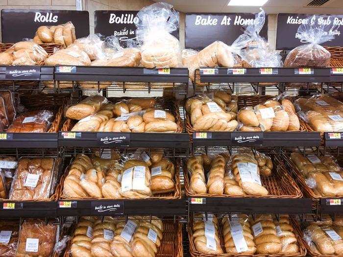 At the front of the department was a bakery with fresh loaves of bread, most of which cost under $2 for the generic store brand.