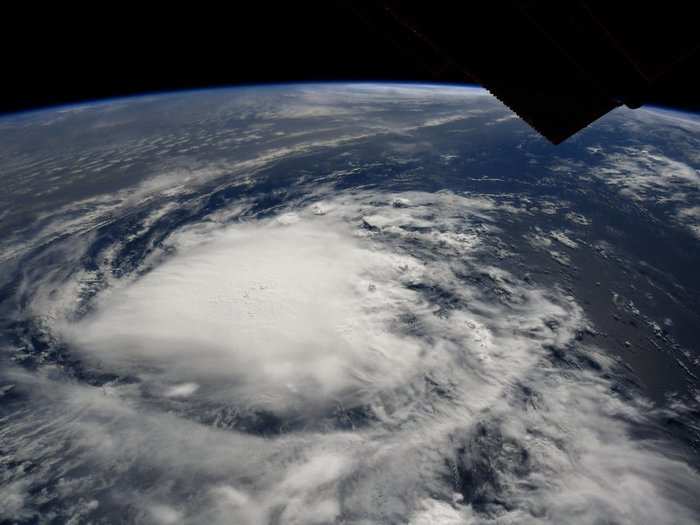 Arnold and his crewmates have seen two other big storms brewing in the Atlantic Ocean, including Hurricane Helene (a Category-1 storm, shown here) and Hurricane Isaac (which has weakened into a tropical storm).