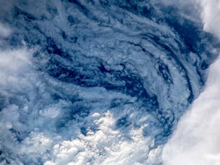 This photo shows what it looks like deep inside the eye of Hurricane Florence, a place of relative calm for such storms.