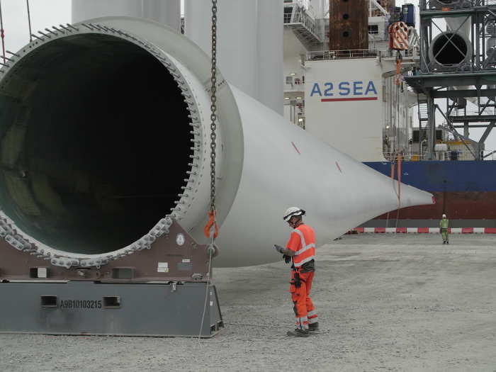 Just a single blade rotation from a turbine on the new wind farm provides enough power to take care of an entire household