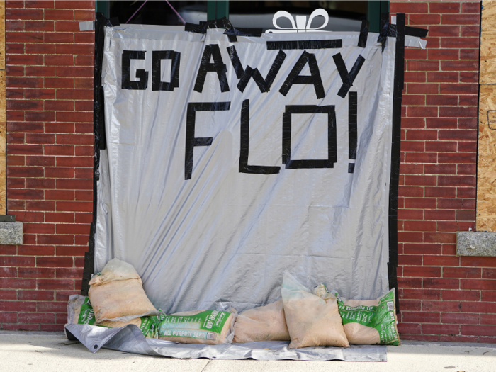 Many buildings have been boarded up ahead of the hurricane