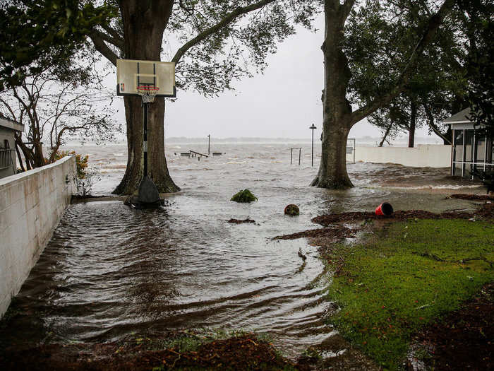 This basketball court in New Bern was completely flooded.