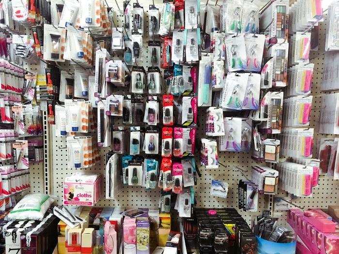 There was equally as much makeup at Dollar Tree as at Five Below, but the brands weren