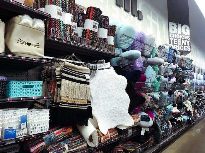 The store had an entire wall of storage bins, pillows, blankets, and rugs. The quality was surprisingly great for how cheap it all was.